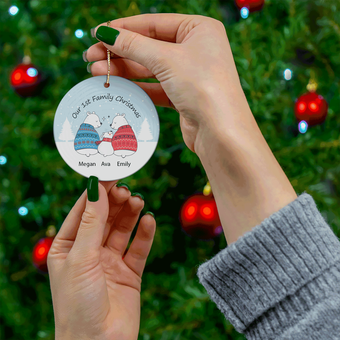 Our 1st Family Christmas | Cute Polar Bear Family | Ceramic Ornament